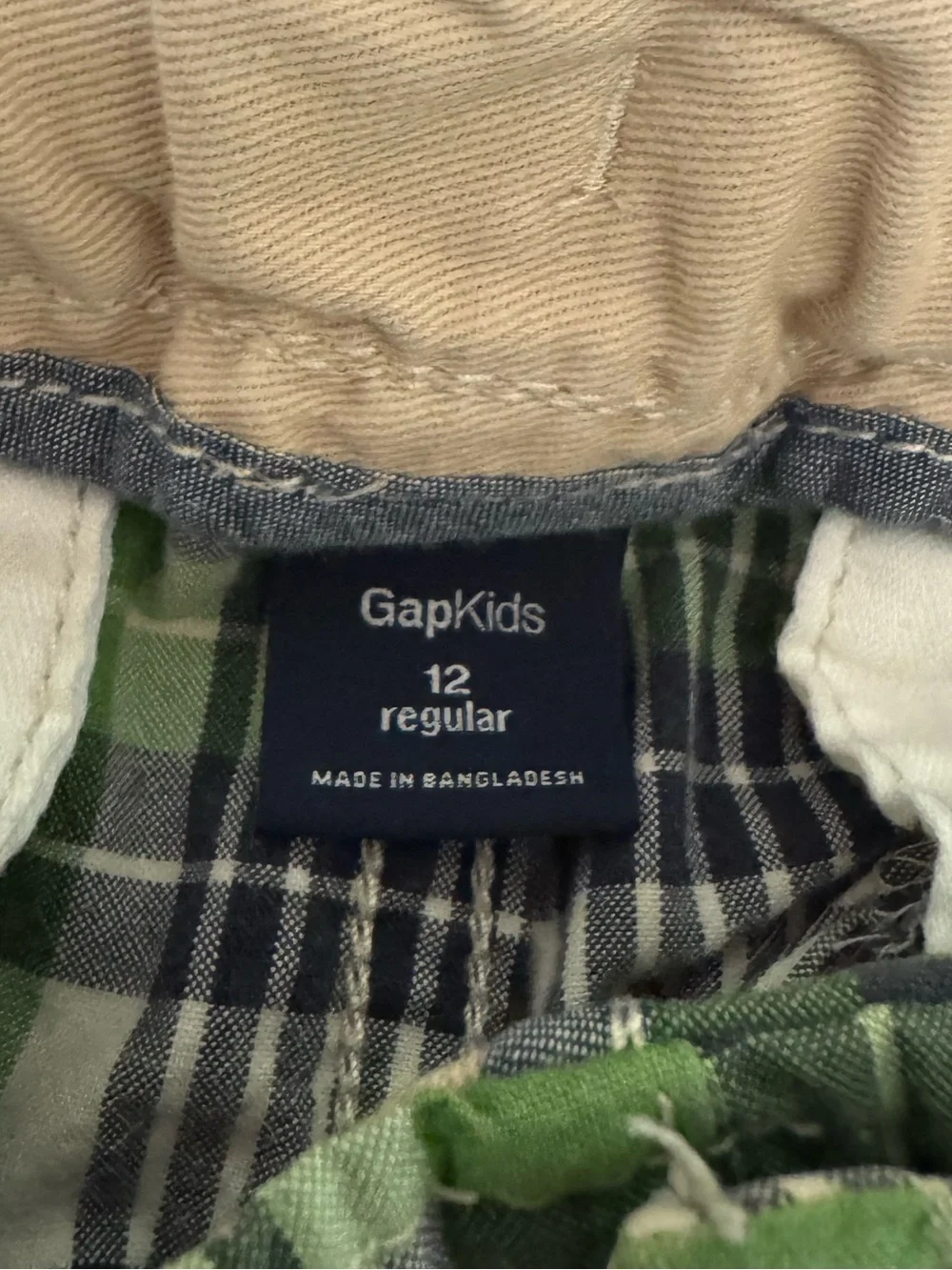 GAP Green Plaid Flat Front Boy's Shorts Sz 12 (E-20)
